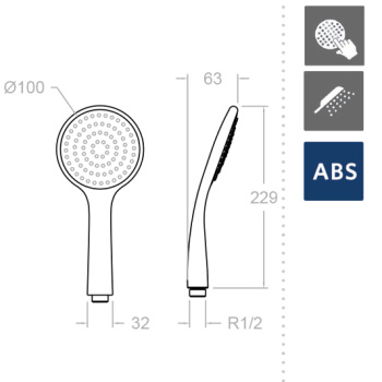 Душевая лейка Ramonsoler 100 мм 1 режим abs 3521NL