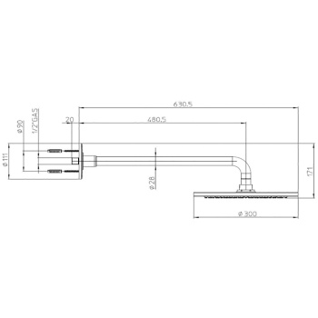 BOSSINI DREAM-OKI Верхний душ Ø30см., настенный, 1 режим, цвет: хром H75362J.030