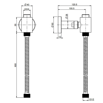 Подвод воды Fima Carlo Frattini Colonne Doccia со шлангом 60, хром F2124CR