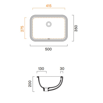 Раковина Catalano Italy 50х35, встраиваемая под столешницу с переливом, крепеж включен, белый глянцевый 727500001