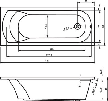 Акриловая ванна Riho 170x70 BB6200500000000 (B060001005)