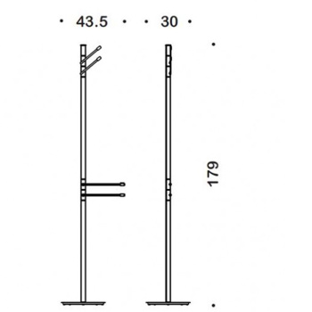 Напольная стойка Colombo Isole Piantane 178см с 2 держателями для полотенец, 2 крючка, хром B9412N.CR