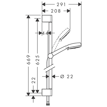 HG Crometta Vario Душевой набор: штанга 650mm, ручной душ 100, 4jet (Rain, обычная, Shampoo, массажная), EcoSmart, шланг, цвет: белый/хром