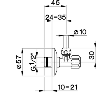 Угловой вентиль Cisal Components 1/2 , хром ZA00279021