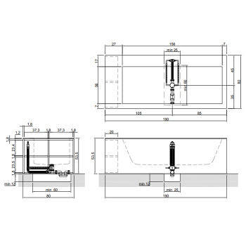 Ванна из искусственного камня Antonio Lupi Biblio 190x80 BIBLIO44 rovere naturale