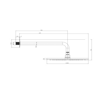 Душевая лейка Bossini Nobu из нерж. стали Nobu &Oslash; 280 mm самоочищающаяся на шарнире на 1/2&amp;quot; F и держатель из нержавеющей стали...цвет Mat brushed S.S.