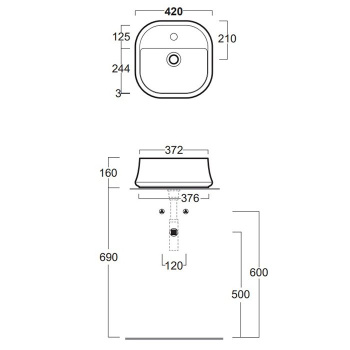 Раковина накладная Simas Sharp SH07bi*1 42 см белый