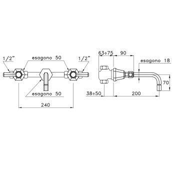 Встраиваемый смеситель для раковины Stella Eccelsa Leve EL 01001 CR00 хром