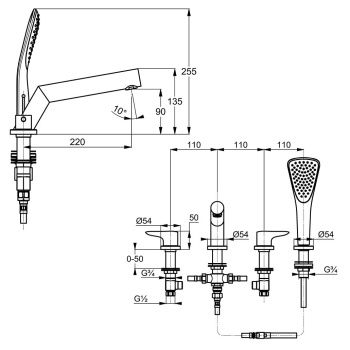 Смеситель для ванны Kludi Objekta 324250575