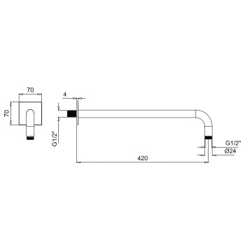 Держатель верхнего душа настенный Almar 42 с квадратным отражателем, черный металл брашированный pvd E021116.AB