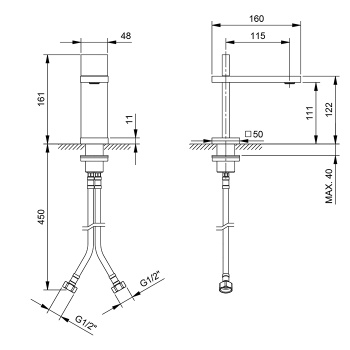 Смеситель для раковины Fantini Ak/25 48P5T004WF черный