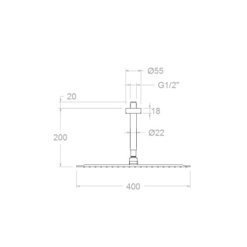 Верхний душ Ramonsoler потолочный квадратный нержавеющая сталь BVRK400
