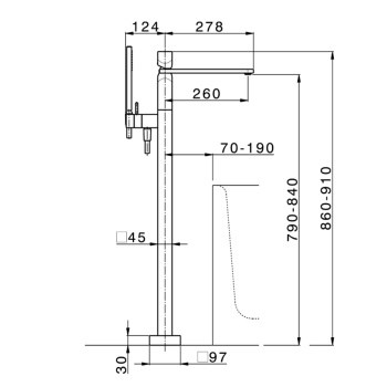 Смеситель для ванны напольный Cisal Hi-Rise однорычажный, с изливом и ручным душем, внешняя часть, хром RI01420421