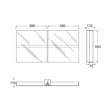 Зеркальный шкаф двойной Azzurra Mirror Book 116x60h, MB 60D