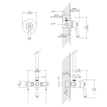 Смеситель универсальный Devon&Devon с ручкой белой бронза MARD72BR