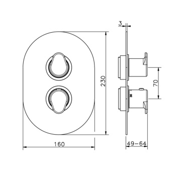 Смеситель термостатический для душа Cisal Lineaviva настенный, на 2 выхода (без встраиваемой части ZA018101) черный матовый LV01810040