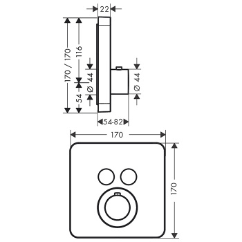 AX ShowerSelect Встраиваемый термостат для душа, 2 потреб, (внешняя часть), цвет: Шлифованный черный хром