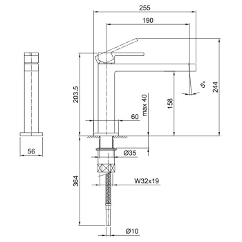 Смеситель для раковины Fantini Ar/38 38 02 3351SF хром
