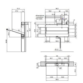 Раковина Antonio Lupi Battigia 90х51.5х60.7, без отв., белый А0002423497