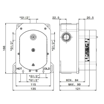 Универсальная внутренняя часть для термостатического смесителя Kerama Marazzi на 3 потока для душа 31020KM.00.000