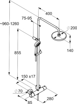KLUDI LOGO Душевая система с термостатом для ДУША, 1S