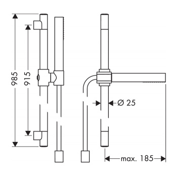 Axor Starck Душевой гарнитур (ручной душ 1jet + штанга + держаель для душа), цвет: хром 27983000