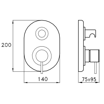 Внешняя часть встраиваемого смесителя для ванны Stella Lucilla 3254MC с авт.переключателем, хром LL 01405 CR00
