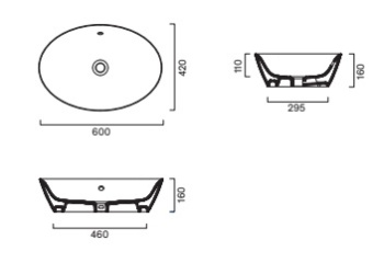 Раковина 60×42 h16 Catalano Italy накладная Bianco lucido 0722600001