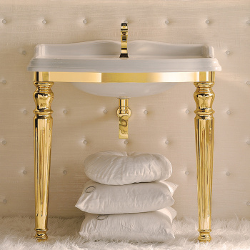 3SC Consolle Консоль King 90х56хh97см, с раковиной LA02 и сифоном, напольная, цвет: золото 24к. Lucido KI3090GD