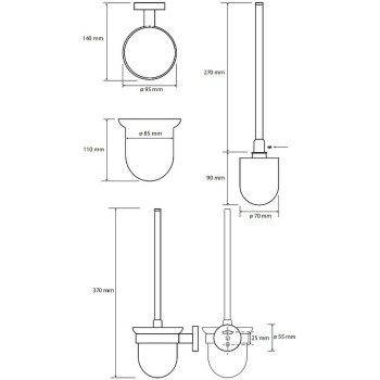Ёршик подвесной Bemeta Amber 155113017, стекло, щётка чёрная
