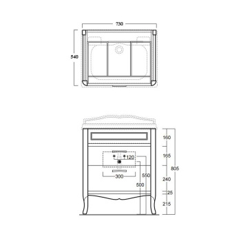 Тумба под раковину напольная Simas Arcade ARM1 noce/cr 69x80,5 см орех