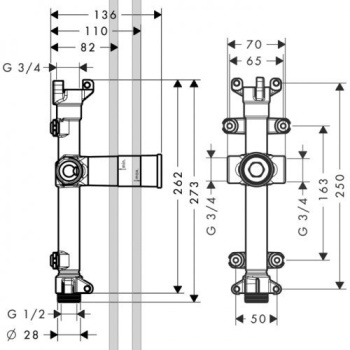 Axor ShowerHeaven Скрытая часть излива с ливневым потоком, ¾’ 10941180