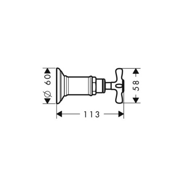 Axor Montreux Запорный вентиль, СМ, ½’ / ¾’ (рычажные рук.), цвет: полированное золото 16872990