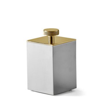3SC Metal Quadra Баночка универсальная, 7х7хh12см, с крышкой, настольная, цвет: золото 24к. Lucido ME49AGD
