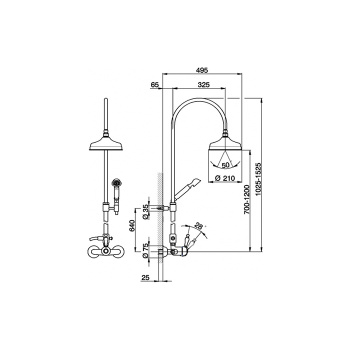 Настенная душевая система Cisal Arcana Empress смеситель для душа,верхний душ Easy Clean,ручной душ с держателем и шлангом, хром EM00405021