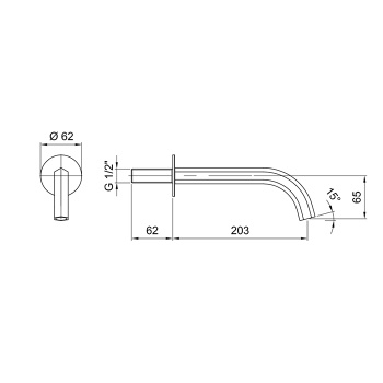 Излив для ванны Fantini Venezia 203, настенный, золото плюс 29 01 8315