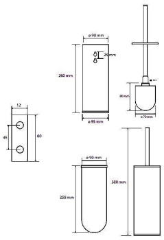 Ёршик подвесной/напольный Bemeta Amber 155313067, щётка чёрная