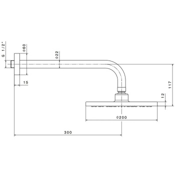 Душевая лейка PIANO тропический дождь с кронштейном Kerama Marazzi хром 69360KM.21.018