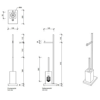 Напольная стойка с ершиком и бумагодержателем Decor Walther DW 6710 фарфор, хром/белый 838500