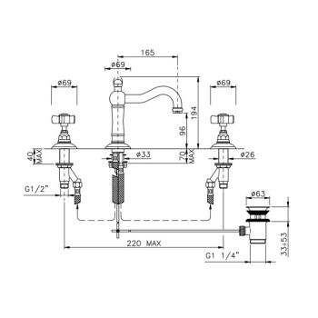 Смеситель для раковины с автоматическим сливом Nicolazzi El Capitan 1409BZ69 бронза
