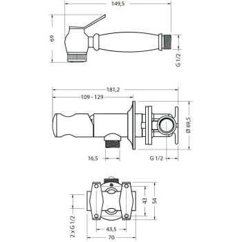 Душ гигиенический со смесителем Burlington цвет хром