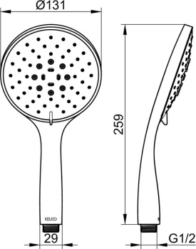 Душевая лейка Keuco Edition 400 51580130300 хром черный шлифованный