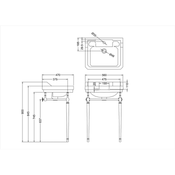 Подстолье Burlington T22A CHR хром