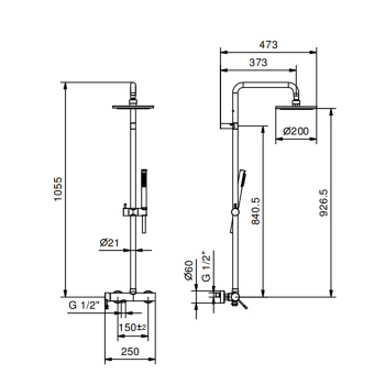 Душевая система: верхний душ Fantini Nostro 20см., ручной душ, смеситель, хром 86 02 8130