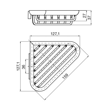 Полочка-решетка угловая Emco System2 съемная, 127.1x127.1x37мм, хром 3545 001 00