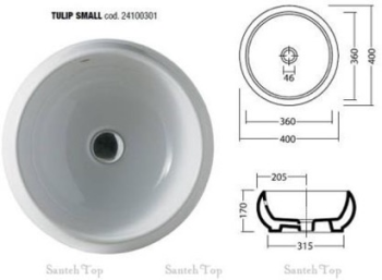 Раковина на столешницу Alice Ceramica Tulip Small Washbasin 400 400 H170