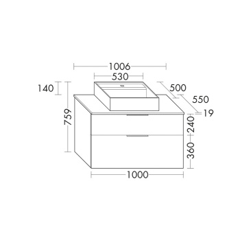 Burgbad  Eqio Комплект мебели 1000х550х600 мм с крам.умыв. квадратным, цвет белый, с 1 отв под смес., 2 ящика, ручки G0252, цвет: белый матовый SGUP100F2009GO252C0001*1