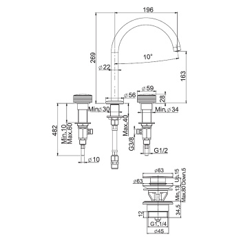 Смеситель для раковины Fima Carlo Frattini Texture Collection F5611XOR золото