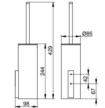 Туалетный ершик Keuco Edition 400 11564359000 с хрустальной матовой колбой, титан чёрный шлифованный