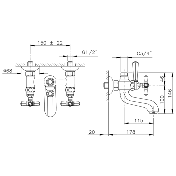 Смеситель для ванны Nicolazzi Teide под душевую стойку 1900CR05